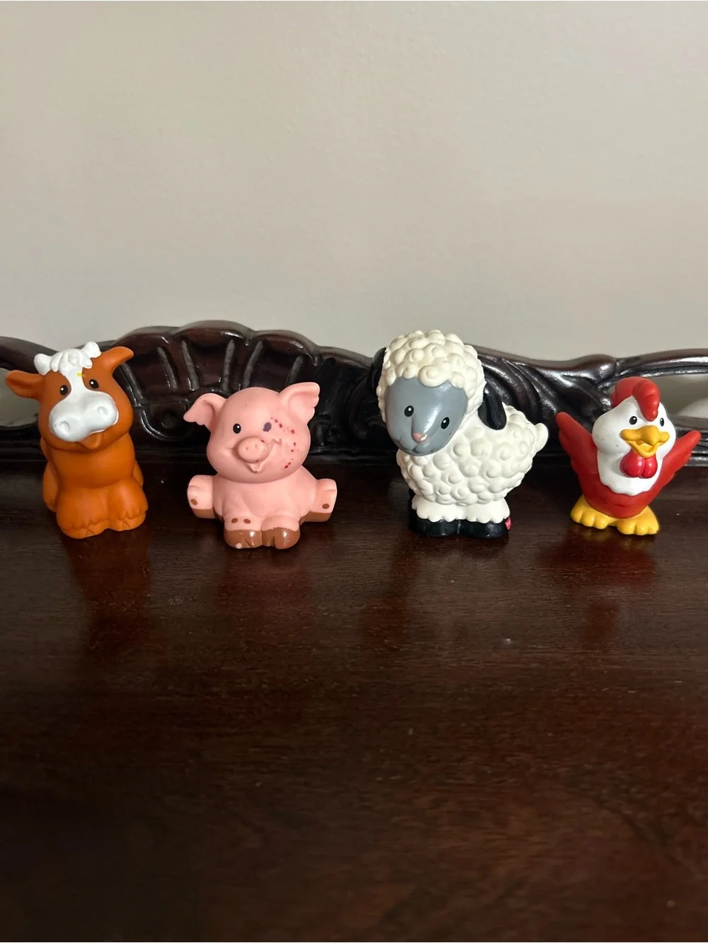 Vintage 1997 Fisher Price Little People Cow, Sheep, Pig & Chicken Farm Animals